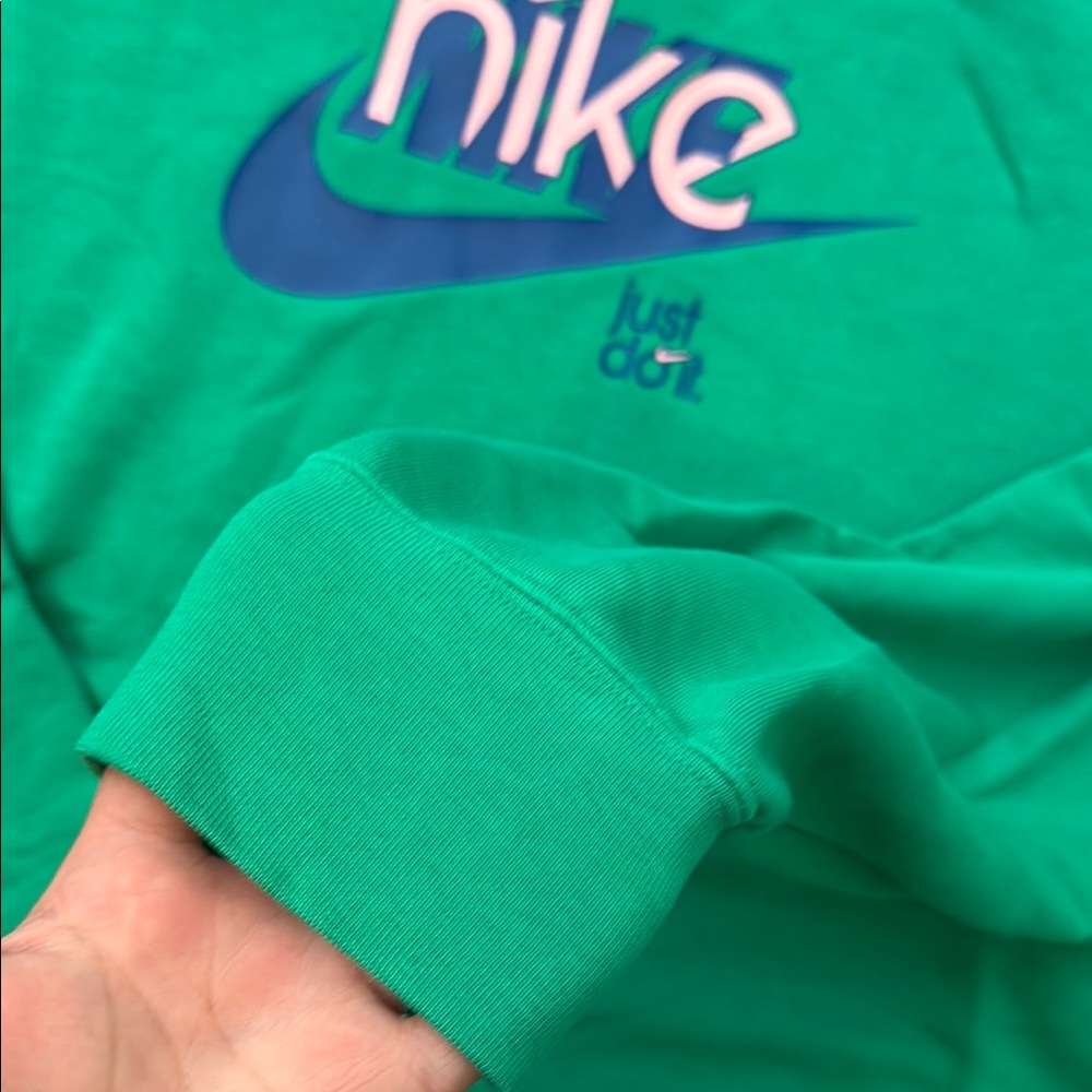 Nike Green Crewneck Sweatshirt with Blue Logo - Picture 4 of 6